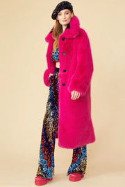 Pink Knitted Bamboo Faux Fur Coat-Faux Fur Coats-Buy Me Fur Ltd-S-M-Pink-Bamboo-Urbanheer