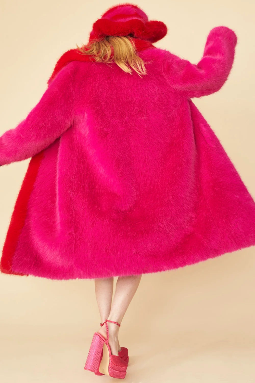 Pink Knitted Bamboo Faux Fur Maxi Coat-Faux Fur Coats-Buy Me Fur Ltd-S-M-Pink-Bamboo-Urbanheer