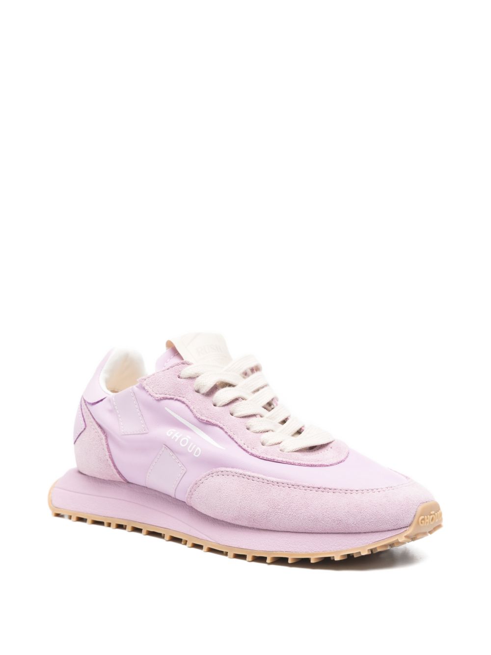 Pink Lace-Up Rubber Sole Comfort Sneakers