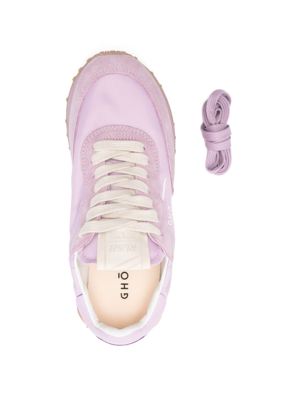 Pink Lace-Up Rubber Sole Comfort Sneakers