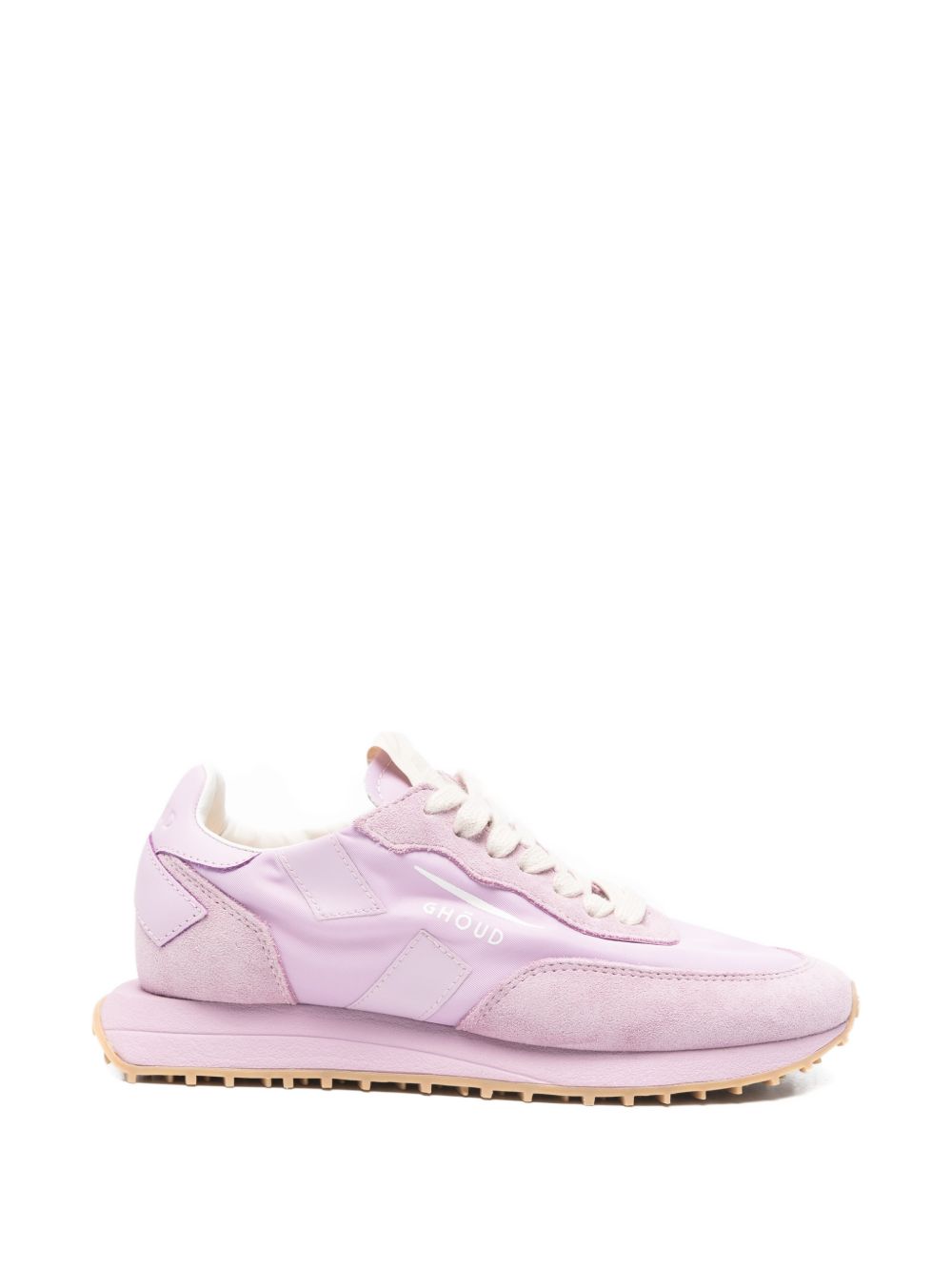 Pink Lace-Up Rubber Sole Comfort Sneakers