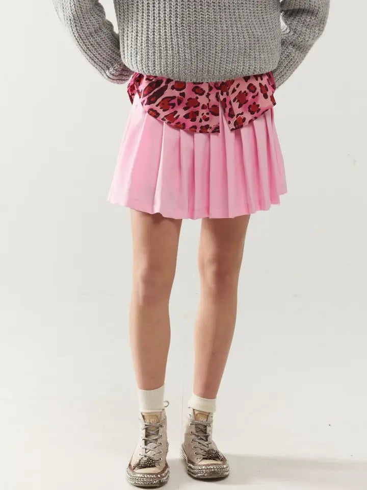 Pink Pleated Mini Skirt-Skirt-Q2-S-PINK-Urbanheer