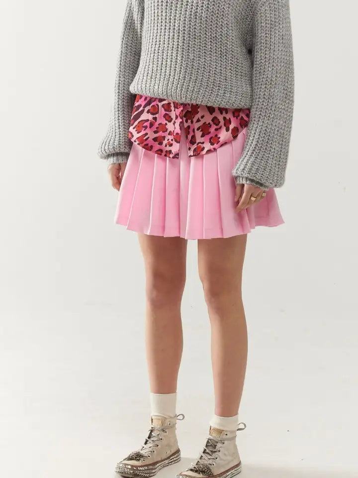 Pink Pleated Mini Skirt-Skirt-Q2-S-PINK-Urbanheer