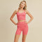 Pink Ribbed Seamless Sweetheart Crop Tank Set-Set-KIMBERLY C-S-Pink-Urbanheer