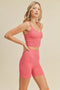 Pink Ribbed Seamless Sweetheart Crop Tank Set-Set-KIMBERLY C-S-Pink-Urbanheer