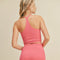 Pink Ribbed Seamless Sweetheart Crop Tank Set-Set-KIMBERLY C-S-Pink-Urbanheer