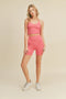 Pink Ribbed Seamless Sweetheart Crop Tank Set-Set-KIMBERLY C-S-Pink-Urbanheer
