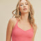 Pink Ribbed Seamless Sweetheart Crop Tank Set-Set-KIMBERLY C-S-Pink-Urbanheer