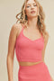 Pink Ribbed Seamless Sweetheart Crop Tank Set-Set-KIMBERLY C-S-Pink-Urbanheer