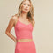 Pink Ribbed Seamless Sweetheart Crop Tank Set-Set-KIMBERLY C-S-Pink-Urbanheer