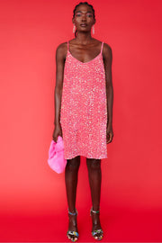 Pink Sequin Cami Ruffle Dress-Cami Dresses-Buy Me Fur Ltd-Pink-S-M-Polyester - Elastane - Viscose Blend-Urbanheer