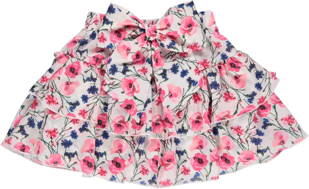 Pink Shorts Skirt with Floral Pattern-Shorts Skirt-Piccola Speranza-2Y-Pink-Urbanheer