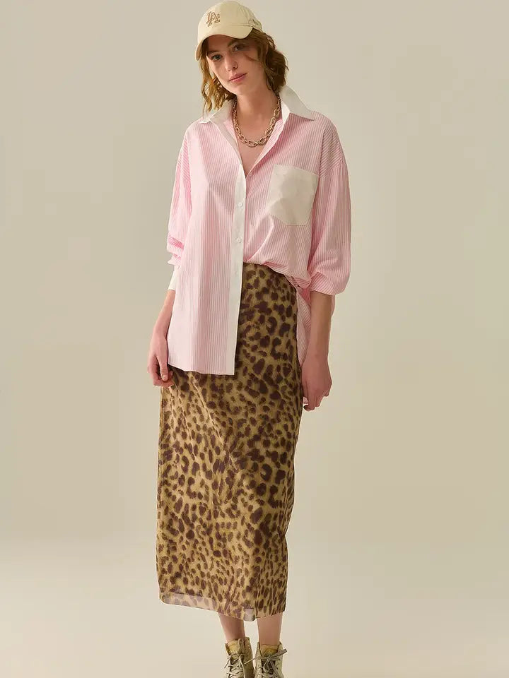 Pink Striped Shirt with Pocket and White Collar-Shirt-Q2-S-PINK-Urbanheer