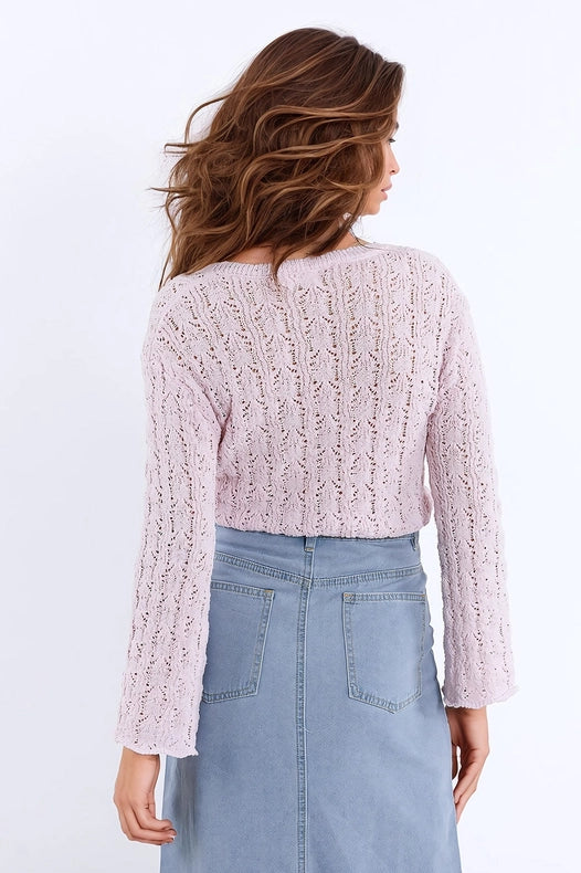 Pink Sweater With Flared Sleeves-Sweater-Q2-S-Pink-Urbanheer