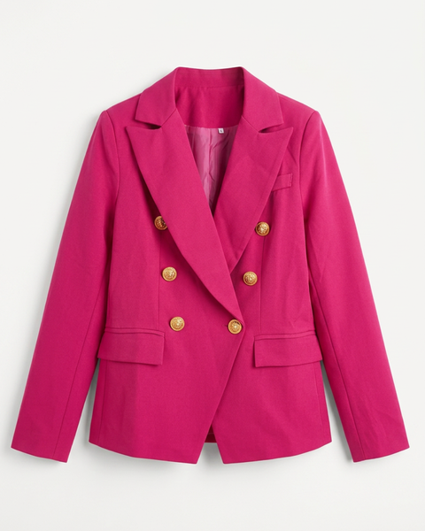 Pink Tailored Blazer with Gold Buttons