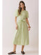 Pintuck Detail Puff Sleeve Tie-Waist Midi Dress