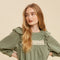 Pintuck Smock Long Sleeve Blouse FOREST GREEN-Blouse-In Loom-S-FOREST GREEN-Urbanheer