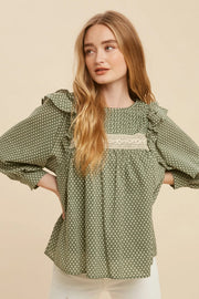 Pintuck Smock Long Sleeve Blouse FOREST GREEN-Blouse-In Loom-S-FOREST GREEN-Urbanheer