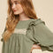 Pintuck Smock Long Sleeve Blouse FOREST GREEN-Blouse-In Loom-S-FOREST GREEN-Urbanheer