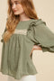 Pintuck Smock Long Sleeve Blouse FOREST GREEN-Blouse-In Loom-S-FOREST GREEN-Urbanheer