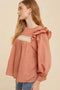 Pintuck Smock Long Sleeve Blouse RUST-Blouse-In Loom-S-RUST-Urbanheer