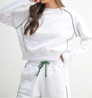 Pipedfleece Cotton Blend Crewneck Sweater-SWEATER-Mono B-S-WHITE/COCOA DUST-Urbanheer