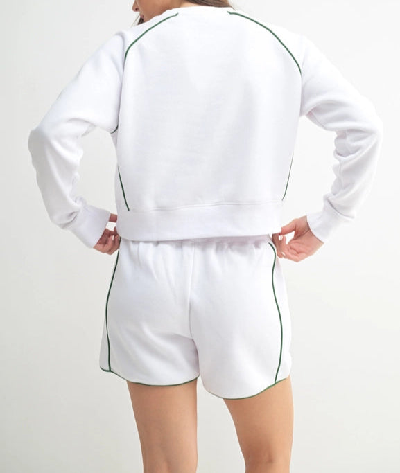 Pipedfleece Cotton Blend Crewneck Sweater-SWEATER-Mono B-S-WHITE/COCOA DUST-Urbanheer