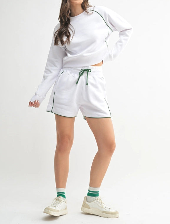 Pipedfleece Cotton Blend Crewneck Sweater-SWEATER-Mono B-S-WHITE/COCOA DUST-Urbanheer