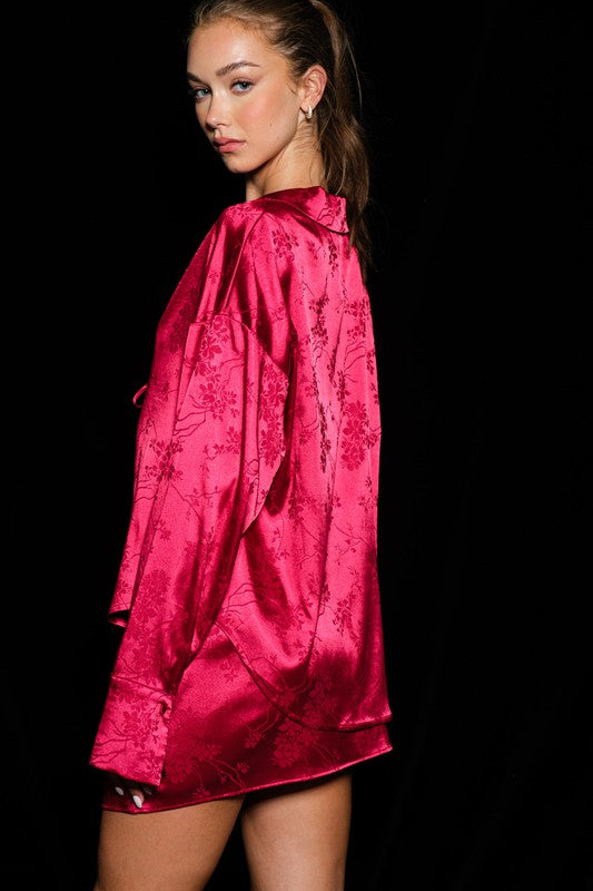 Piper Oversized Front Tie Jacquard Top And Mini Skirt-Set-Papermoon-S-BLACK-Urbanheer