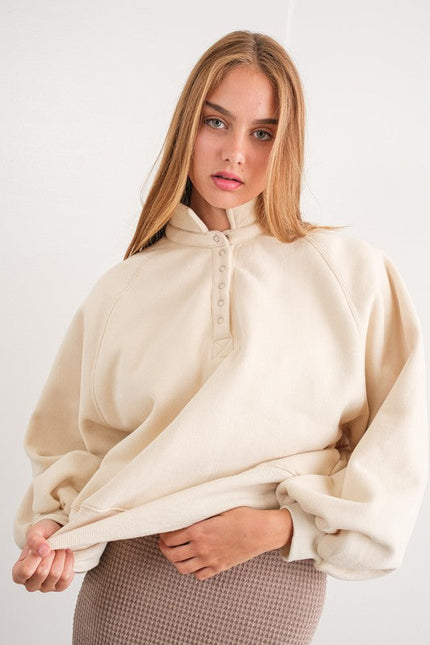 Piper Snap Button Collared Sweater Cream-Sweater-Papermoon-S-Urbanheer