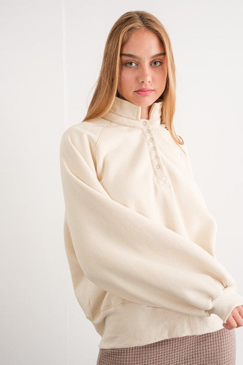 Piper Snap Button Collared Sweater Cream-Sweater-Papermoon-S-Urbanheer
