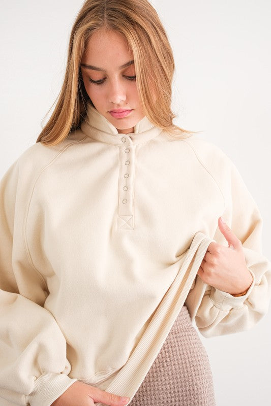 Piper Snap Button Collared Sweater Cream-Sweater-Papermoon-Urbanheer