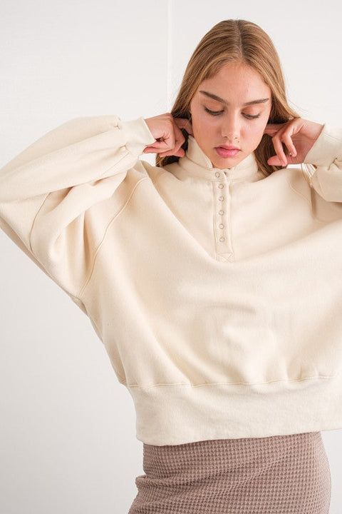 Piper Snap Button Collared Sweater Cream-Sweater-Papermoon-S-Urbanheer