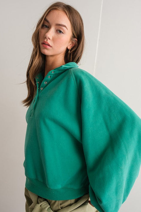 Piper Snap Button Collared Sweater Green-Sweater-Papermoon-S-Urbanheer