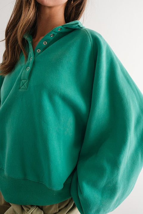 Piper Snap Button Collared Sweater Green-Sweater-Papermoon-S-Urbanheer