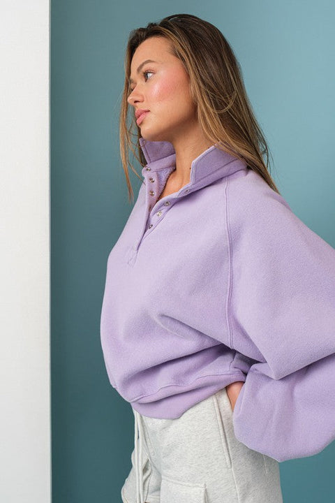 Piper Snap Button Collared Sweater Lavender-Sweater-Papermoon-S-Urbanheer