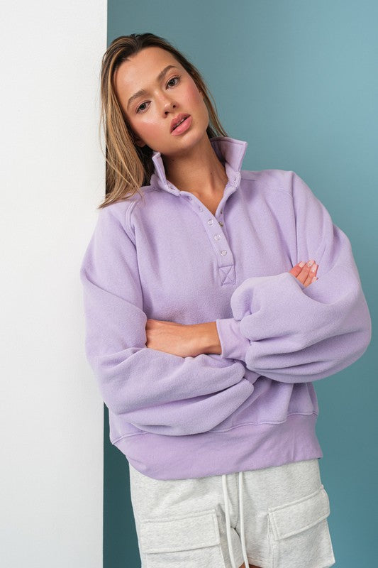 Piper Snap Button Collared Sweater Lavender-Sweater-Papermoon-S-Urbanheer