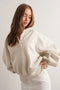 Piper Snap Button Collared Sweater-Sweater-Papermoon-S-White melange-Urbanheer