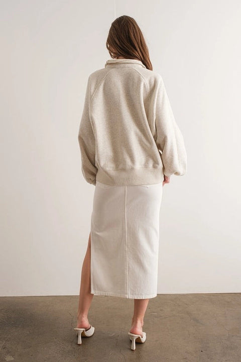 Piper Snap Button Collared Sweater-Sweater-Papermoon-S-White melange-Urbanheer