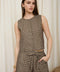 Plaid Button Down Round Neck Sleeveless Top