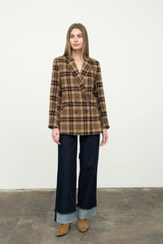 Plaid Mid-Length Button Front Jacket