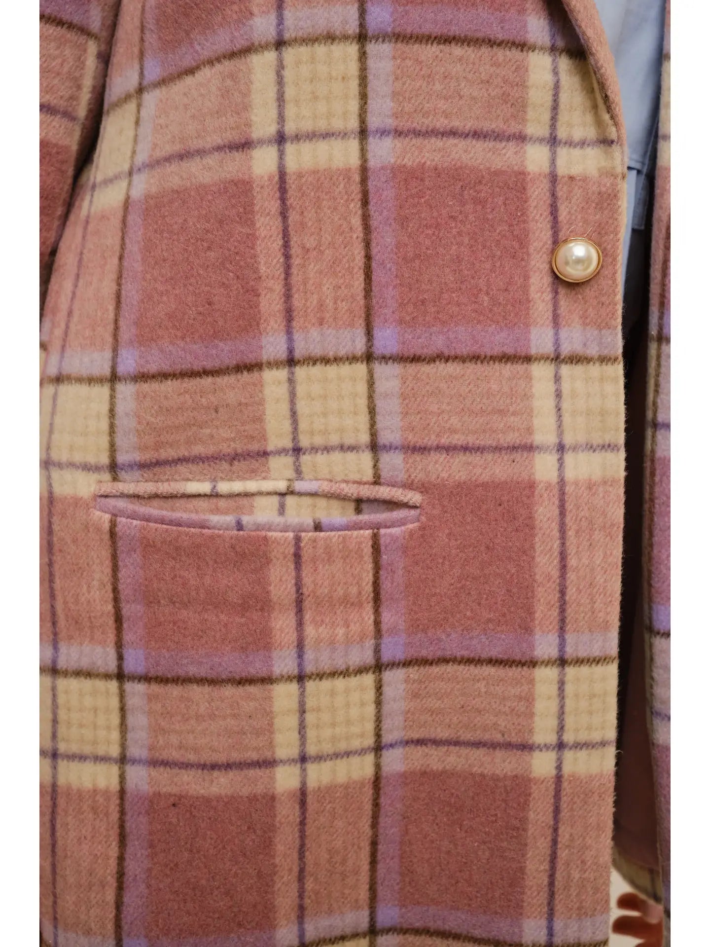 Plaid Pearl Button Blazer