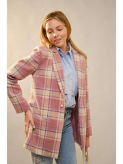 Plaid Pearl Button Blazer