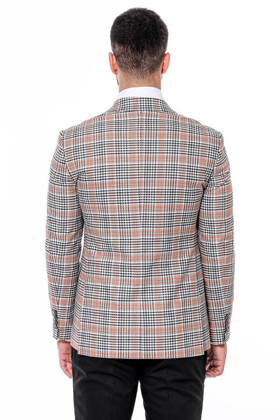 Plaid Slim-Fit Orange Black Men Blazer-Blazer-Wessi-36-Anthracite-Urbanheer