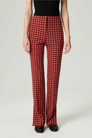 Plaid Slit-Hem Pants