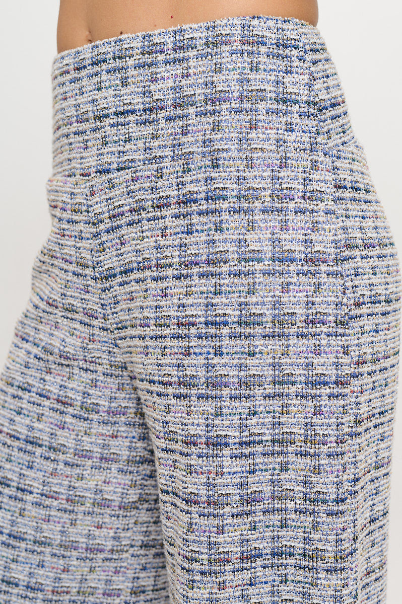 Plaid Tweed Knit with Wide Leg Pants-Pants-Reneecollection-Small-BLUE-Urbanheer