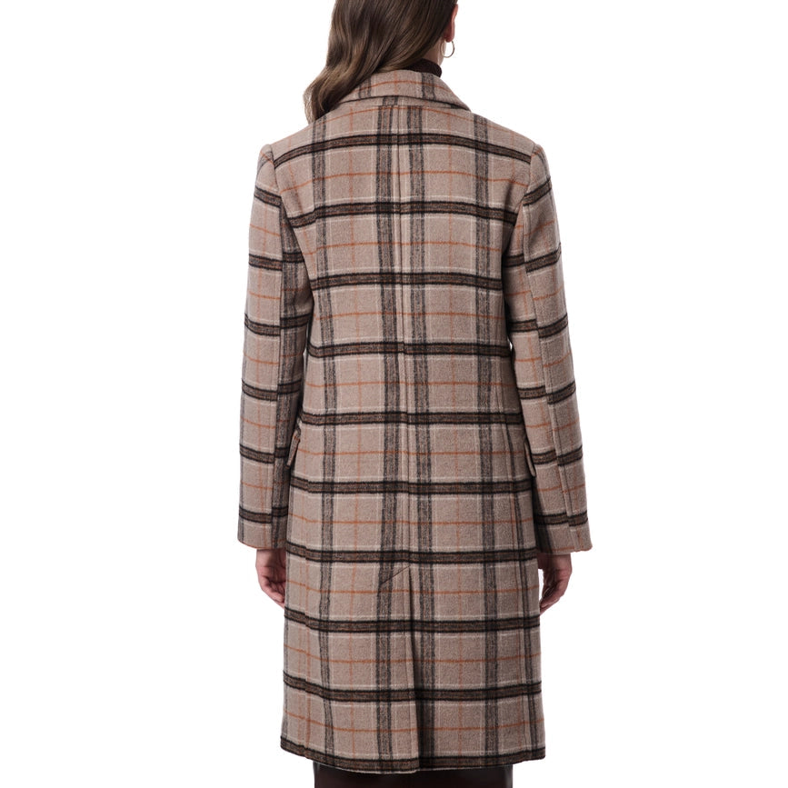 Plaid Wool Coat Brown/Rust Plaid-Coat-Bernardo-XS-Brown/Rust Plaid-Urbanheer