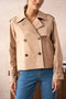 Plain Cropped Cotton Trench Coat Beige-COAT-Attentif Paris-S-Urbanheer