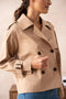 Plain Cropped Cotton Trench Coat Beige-COAT-Attentif Paris-S-Urbanheer