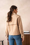 Plain Cropped Cotton Trench Coat Beige-COAT-Attentif Paris-S-Urbanheer